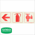 Photoluminescent 190mm Safety Sign F11 Arrow Left Fire Extinghuisher Fire Hydrant