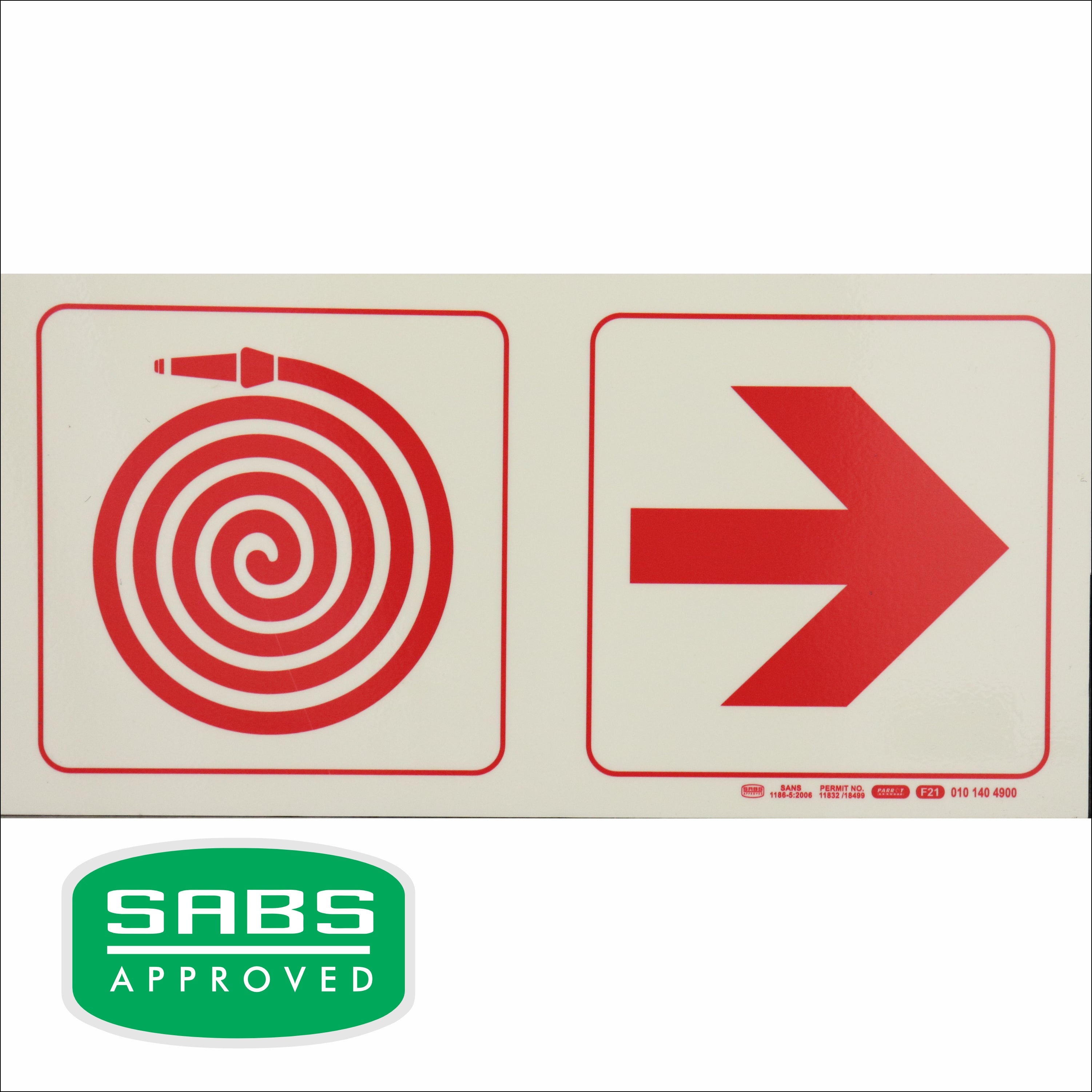 Photoluminescent 190mm Safety Sign F20 Fire Hose Reel Arrow Right