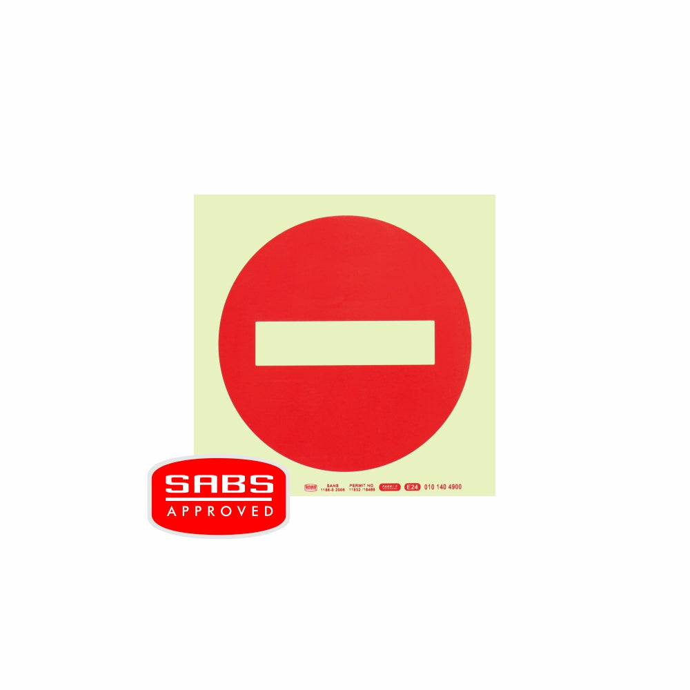 Photoluminescent 190MM Saftey Sign - NO ENTRY Symbol