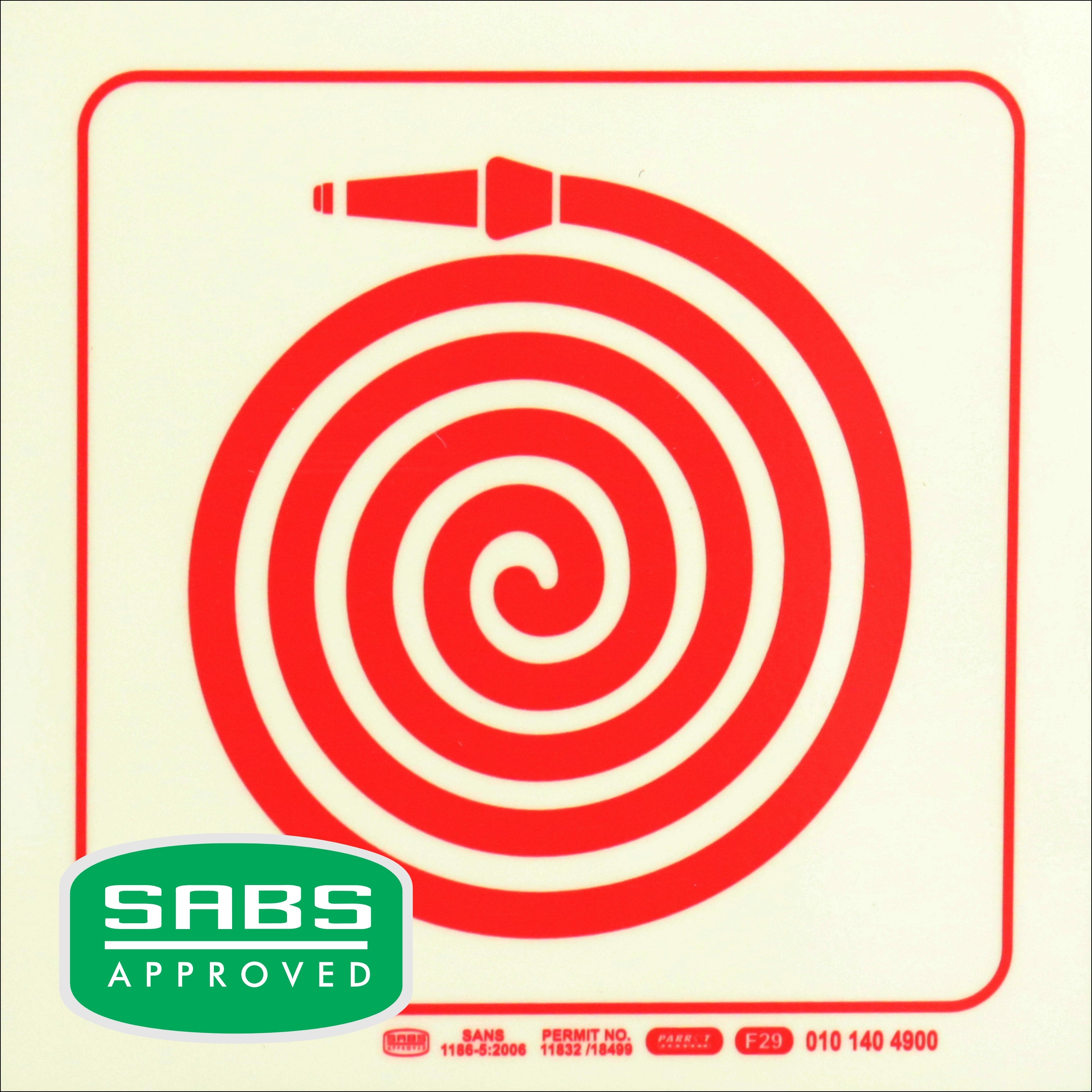 Photoluminescent 190mm Safety Sign F29 Fire Hose Reel