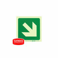 Photoluminescent 190MM Safety Sign - E31-Diagonal Arrow Down AND Right