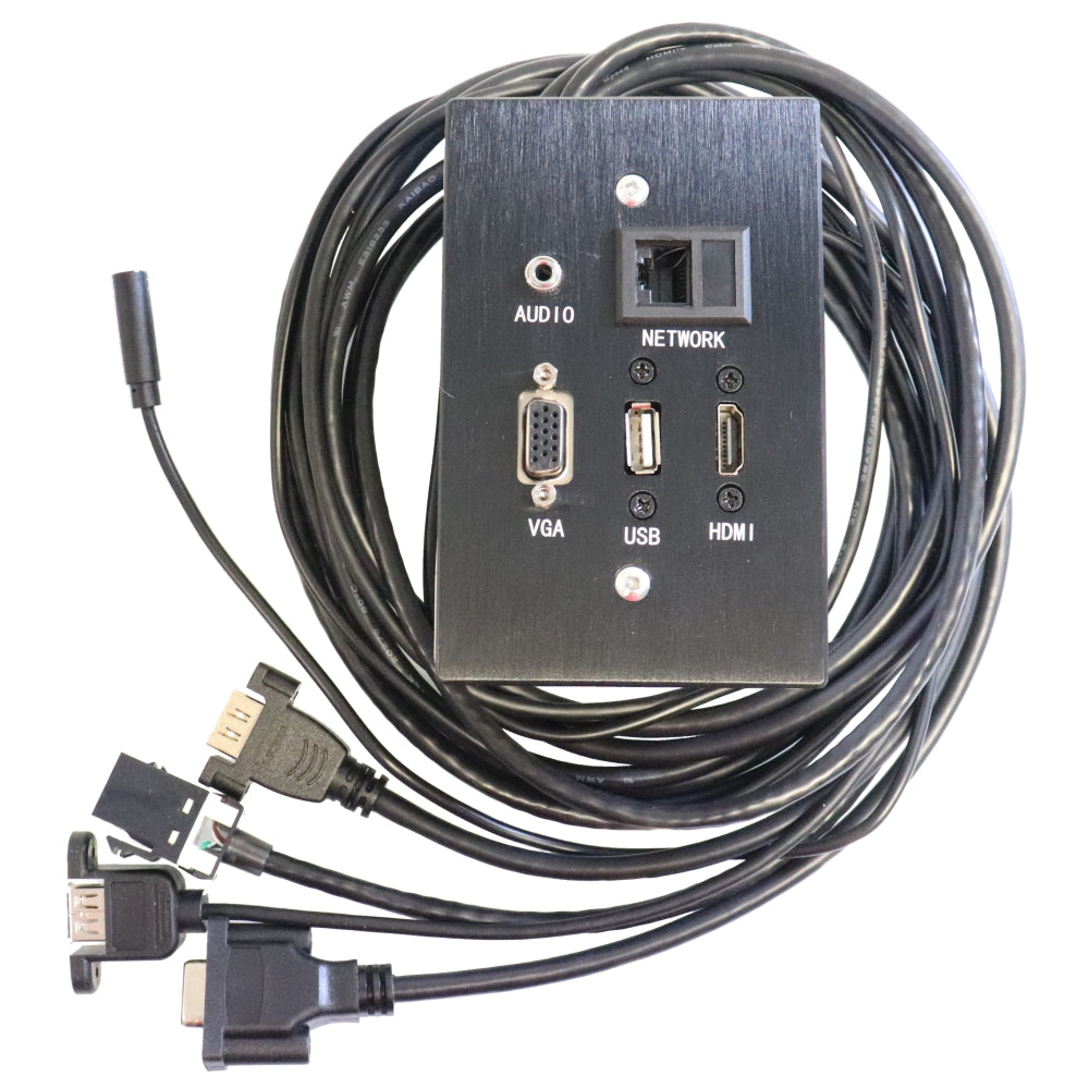 ADAPTOR - WALL BOX FEMALE HDMI, VGA, AUX , ETHERNET, USB A PORT