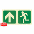 Photoluminescent 190MM Safety Sign - E10-Arrow Up+Running Man