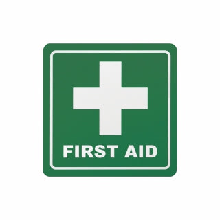 Green First Aid Symbolic Sign - Printed on White ACP (150 x 150mm)