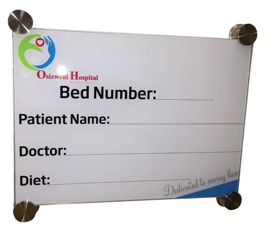 Hospital Glass Bed Board with Print (A3 - 297x420mm) 297x420mm Whiteboard - Parrot at JATA KZN Durban