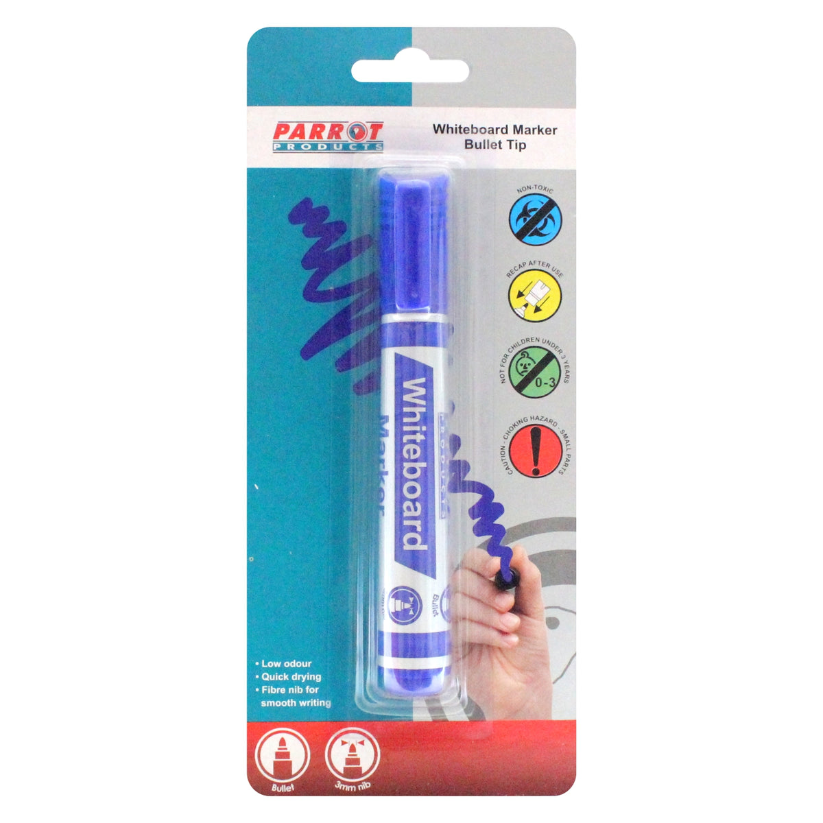 MARKER WHITEBOARD BULLET CARDED D/BLUE
