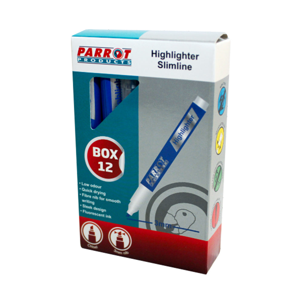 MARKER HIGHLIGHTER SLIMLINE BOX 12 BLUE