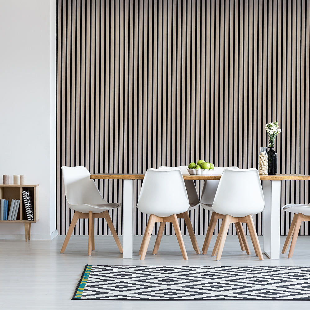 Acoustic Slatted Wall Panel 600  2400mm  Light Oak