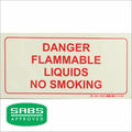 Photoluminescent 190mm Safety Sign - F46 Danger Flammable Liquids No Smoking