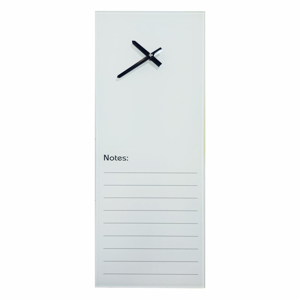 Glass Clock With Notes (200 x 580mm - White) 200x580mm Office Supply - Parrot at JATA KZN Durban