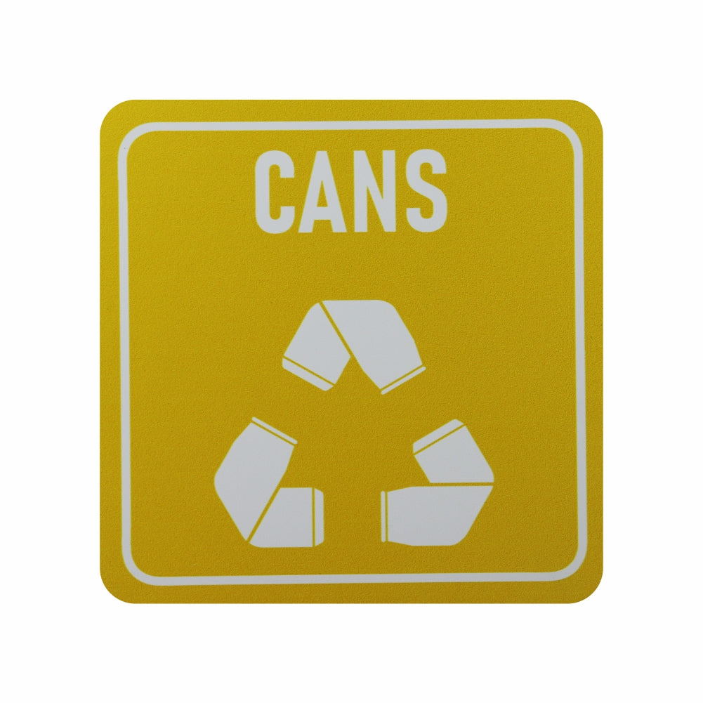SIGN SYMBOLIC YELLOW PRINTED CANS ONLY RECYCLE SIGN ON WHITE ACP 150*150mm