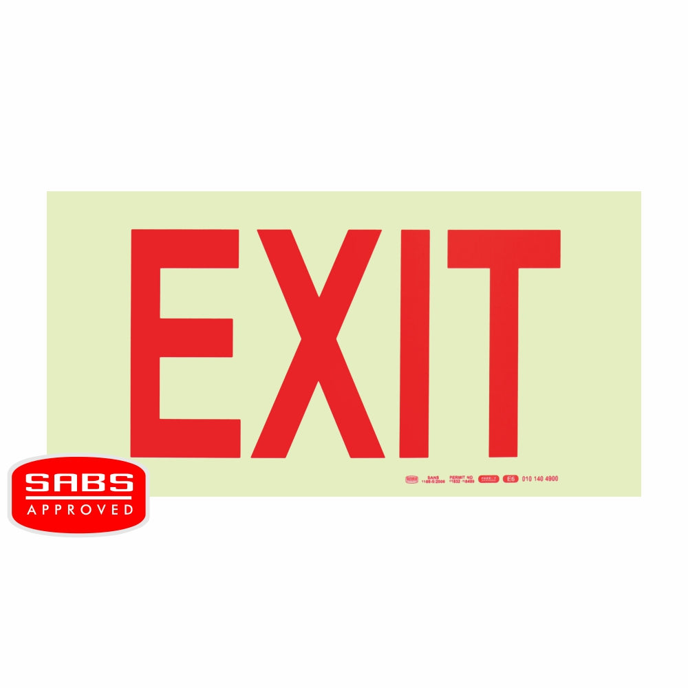 Photoluminescent 190MM Safety Sign - E6-Exit