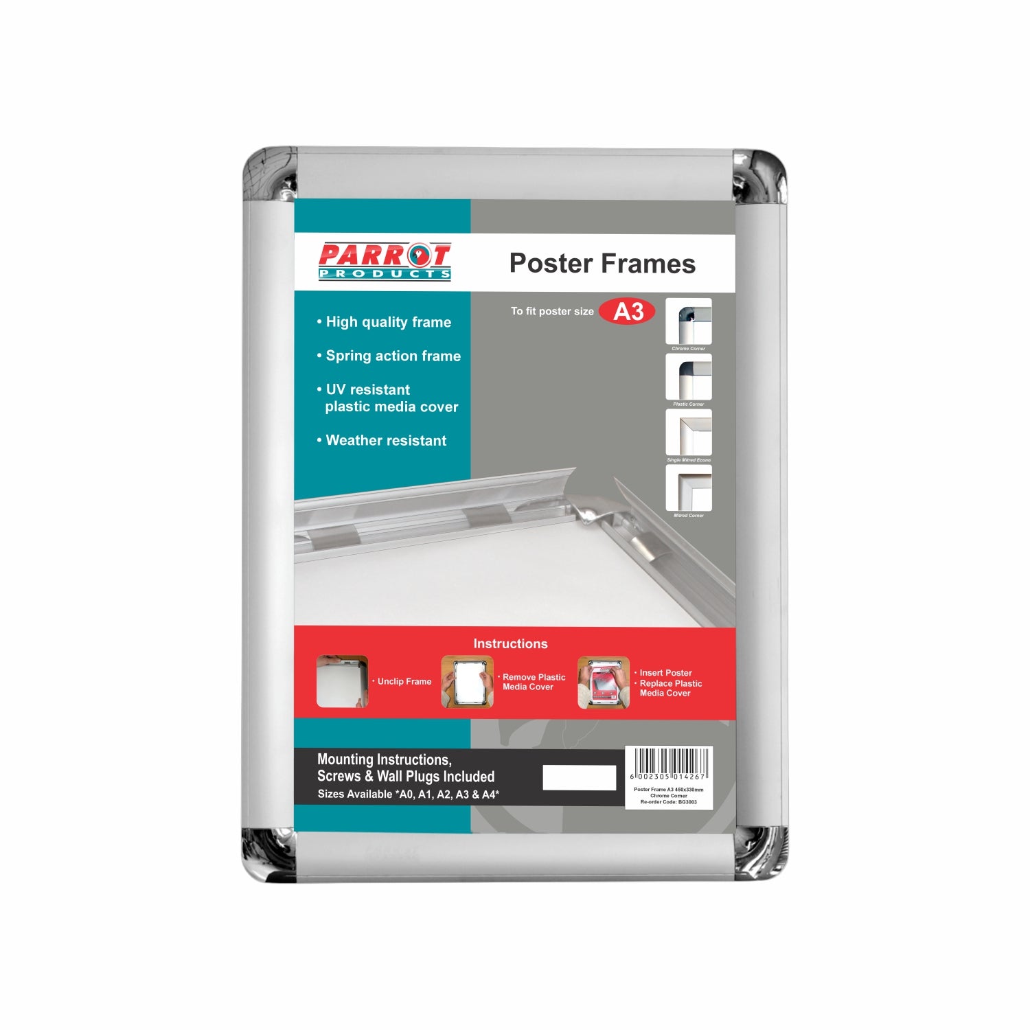 Poster Frame (A3 - 480*360mm - Chrome Corner)