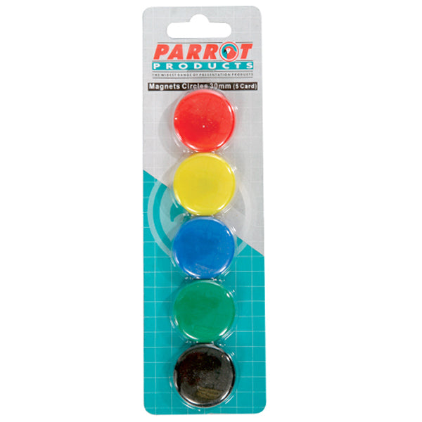 MAGNETS CIRCLE 30mm (5/CARD) ASSORTED