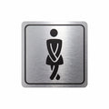 Ladies Toilet Symbolic Sign - Black Printed on Brushed Aluminium ACP (150 x 150mm)