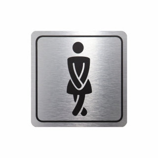 Ladies Toilet Symbolic Sign - Black Printed on Brushed Aluminium ACP (150 x 150mm)
