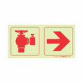 PHOTOLUMINESCENT 190MM SAFETY SIGN - FIRE HYDRANT+AROW RIGHT