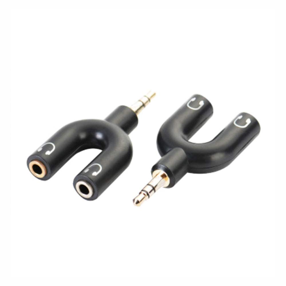 ADAPTOR - 3,5MM MALE AUDIO JACK - 2 X 3,5MM FEMALE AUDIO JACK