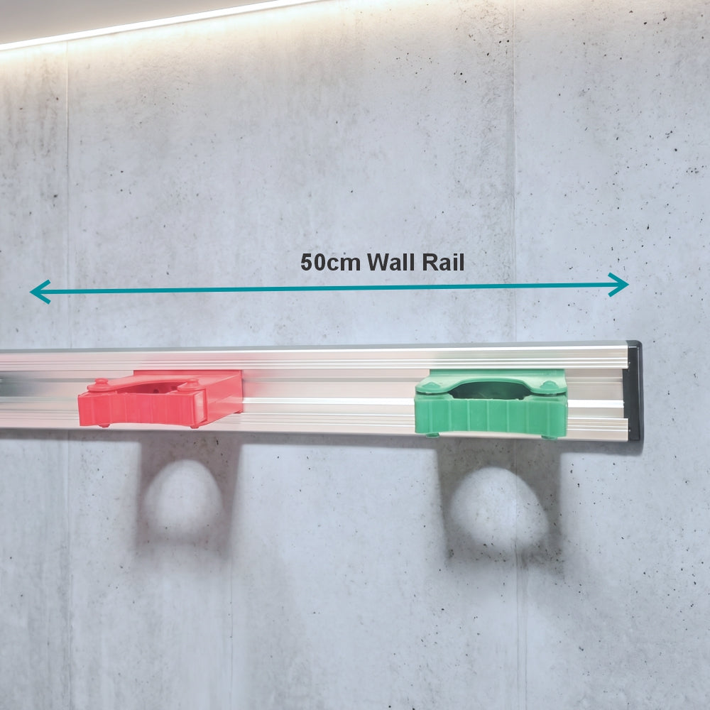 Janitorial Wall Rail Only 50cm (With Black End Clips)