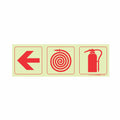 Photoluminescent 190mm Safety Sign F5 Arrow Left Fire Hose Reel Fire Extinguisher