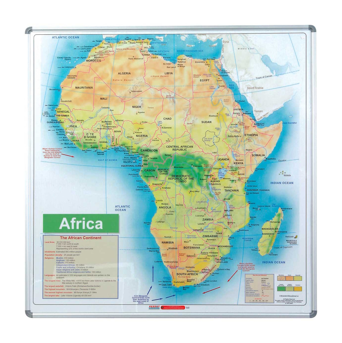 EDU BD MAP AFRICA 1230x1230mm MAGNETIC WHITE Educational