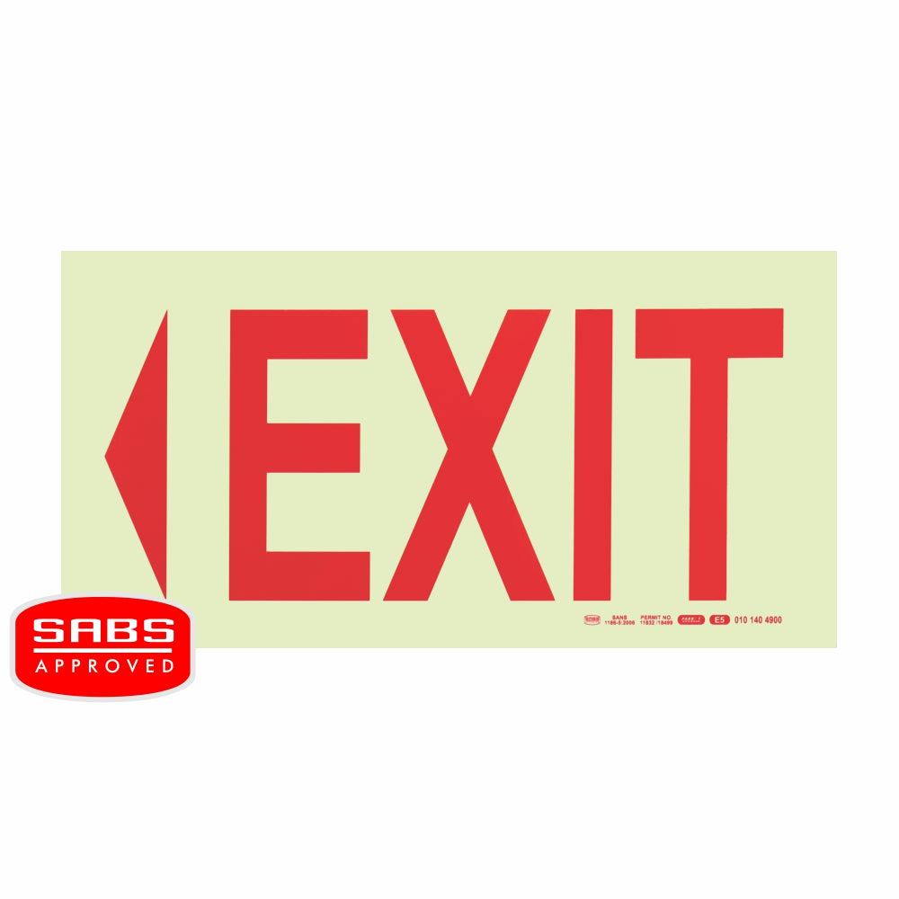Photoluminescent 190MM Safety Sign - E5 Arrow Right Exit