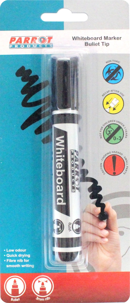 MARKER WHITEBOARD BULLET CARDED BLACK