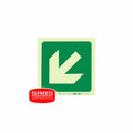 Photoluminescent 190MM Safety Sign - E30-Diagonal Arrow Down AND Left