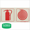 PHOTOLUMINESCENT 190MM SAFETY SIGN - F22-FIRE EXTINGUISHER+FIRE HOSE REEL