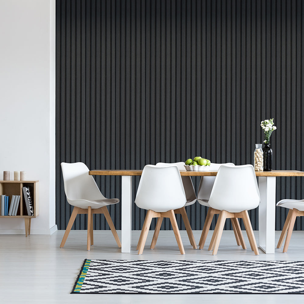 Acoustic Slatted Wall Panel 600  2400mm  Black Wood