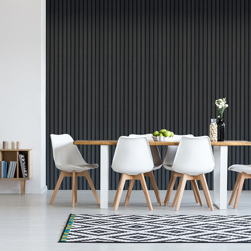 Acoustic Slatted Wall Panel 600 2400mm Black Wood 2400mm Display Solution - Parrot at JATA KZN Durban