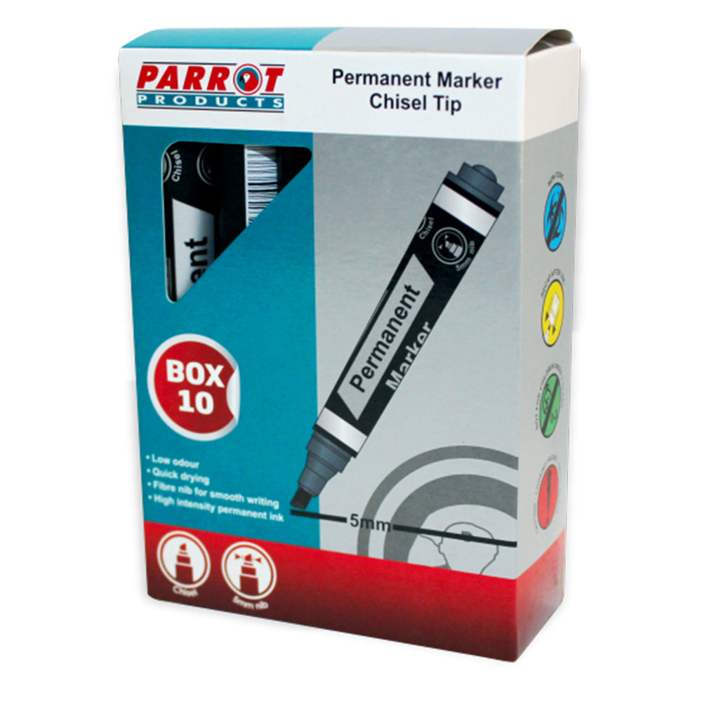 MARKER PERMANENT CHISEL BOX 10 BLACK