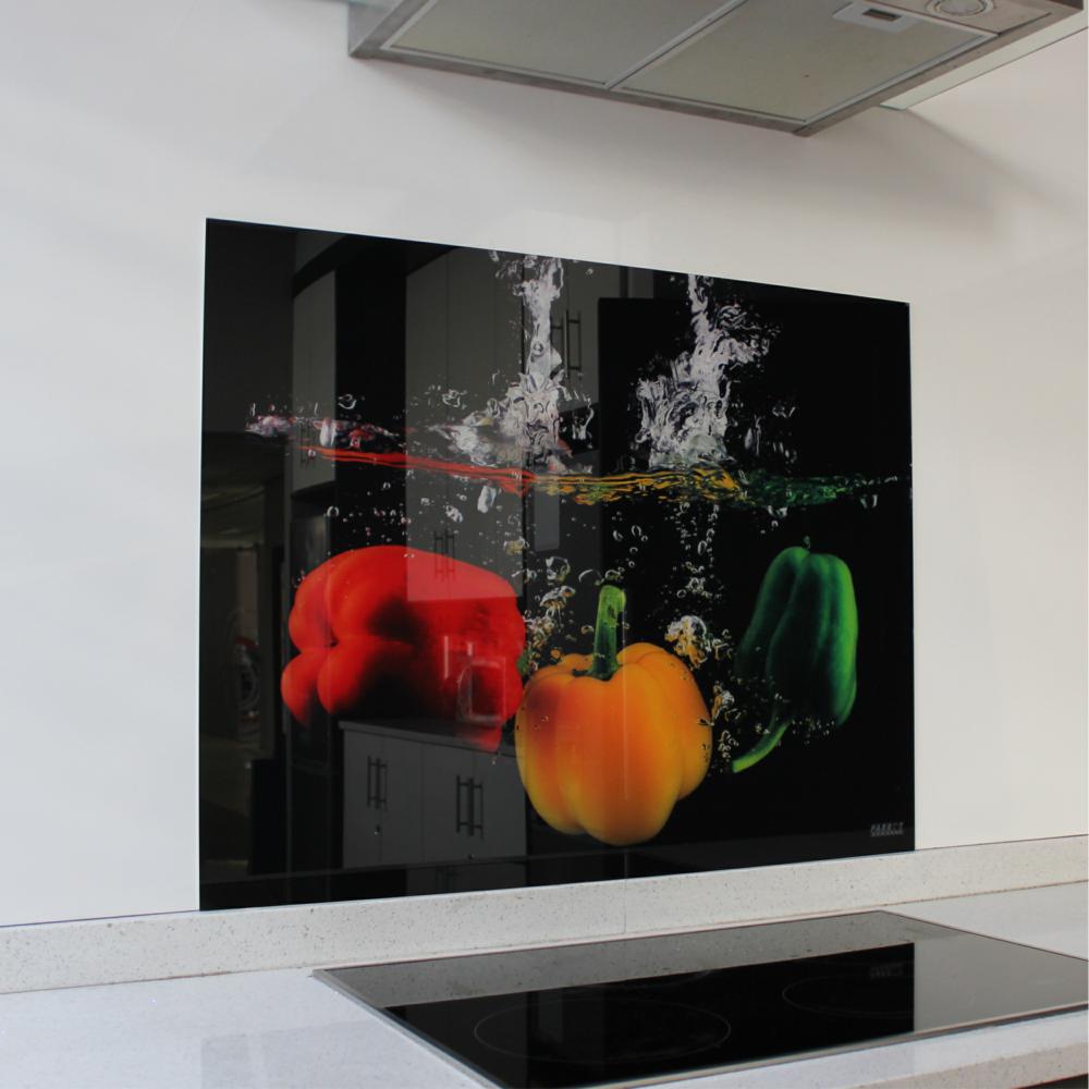 DECORATIVE GLASS WALL TILE 898x700x6MM PEPPERS