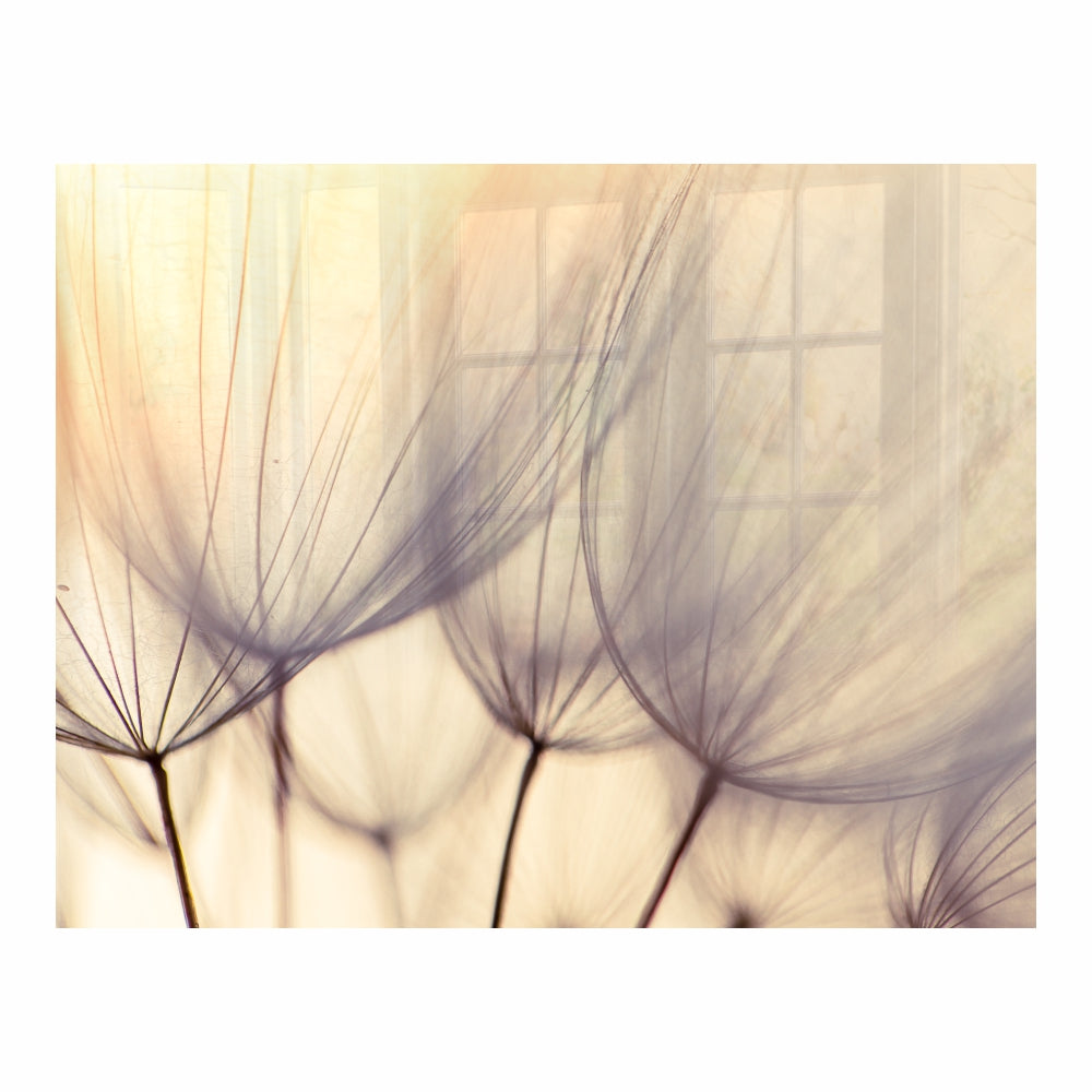 DECORATIVE GLASS WALL TILE 898MM X 700MM DANDELION FLORET