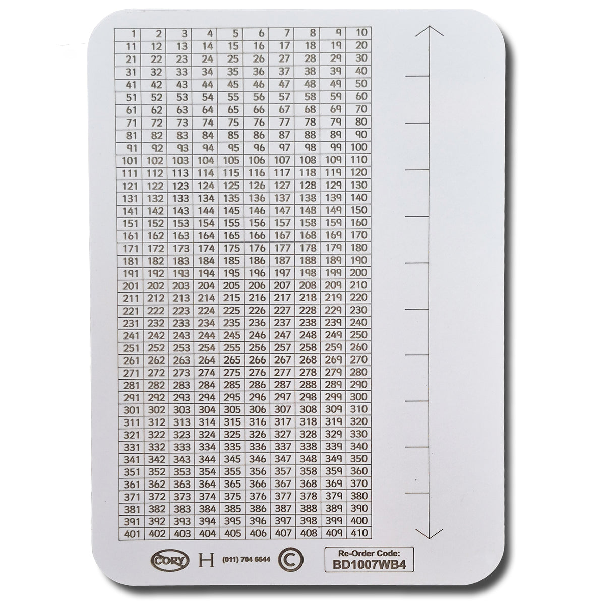 WRITING SLATE 1-410 NUMBER CHART, NUMBERLINE PACK OF 10