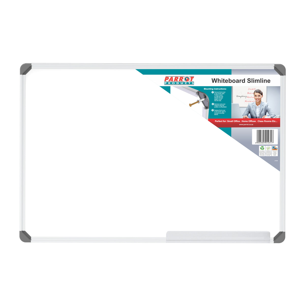 WHITEBOARD SLIMLINE NON MAGNETIC 600*450MM