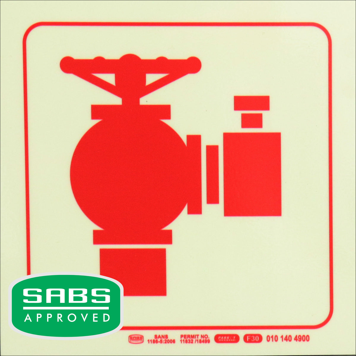 PHOTOLUMINESCENT 190MM SAFETY SIGN - F30-FIRE HYDRANT