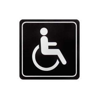 SIGN SYMBOLIC 150*150mm BLACK PRINTED DISABLED TOILET SIGN ON WHITE ACP