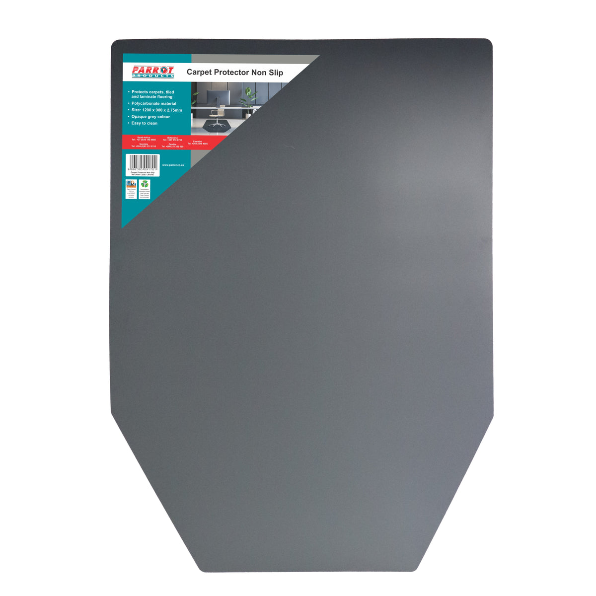 CARPET PROTECTOR NON SLIP 900MM X 1200MM X 2.75MM GREY
