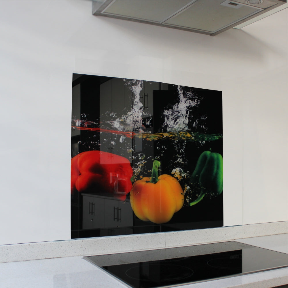DECORATIVE GLASS WALL TILE 598X650x6MM PEPPERS
