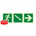 Photoluminescent 190MM Safety Sign - E16-Running Man+Stairs Going Down+Arrow Right