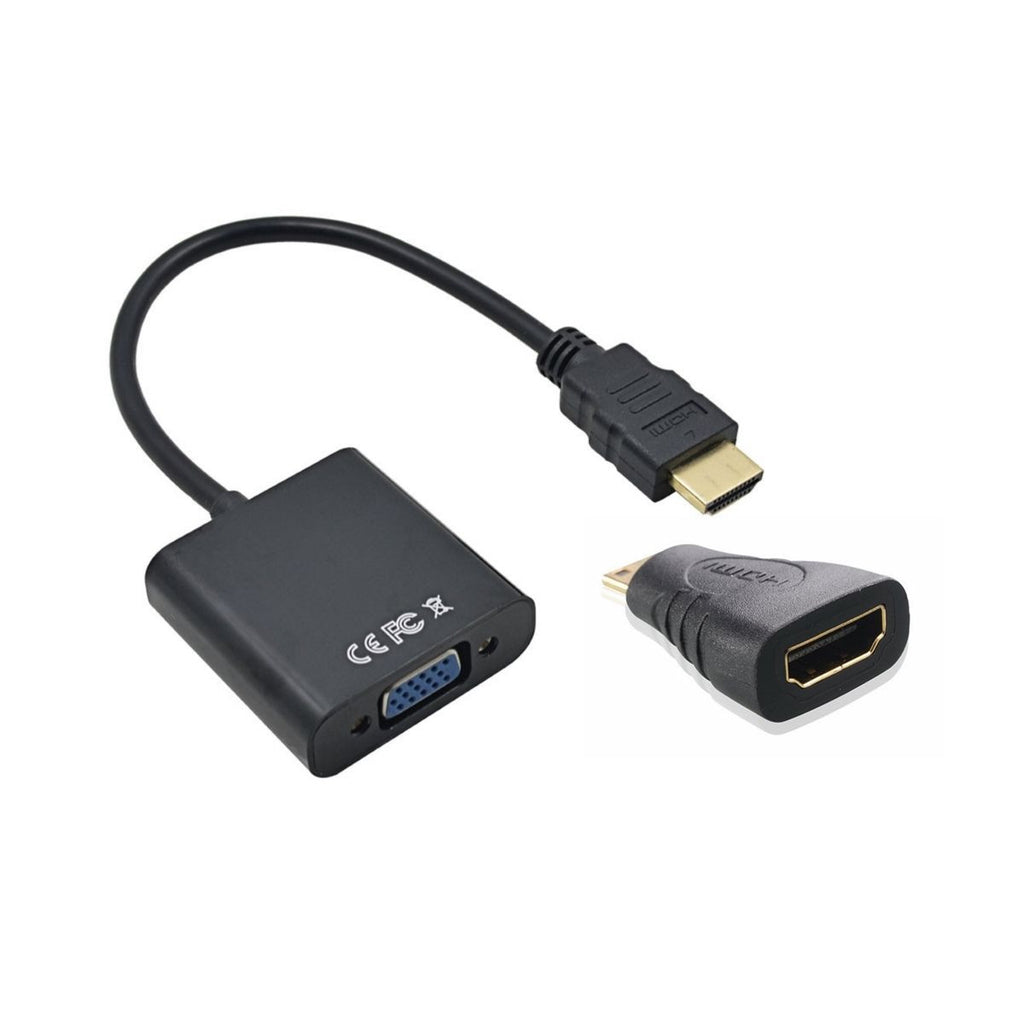 HDMI to VGA adapter with 3.5mm audio output for clear presentations (SKU: HTV08E-AG).