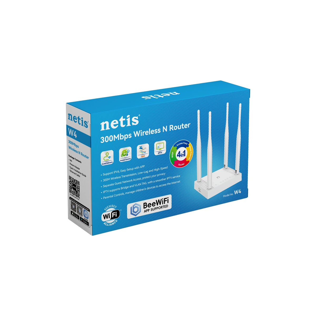 Netis W4 300Mbps Wireless N Router with 4 High-Gain 5dBi Antennas