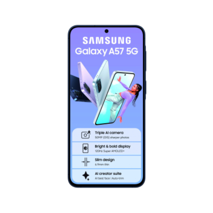 Samsung Galaxy A57 5G, 256GB Storage, 8GB RAM, 6.7-inch Display, Dual SIM
