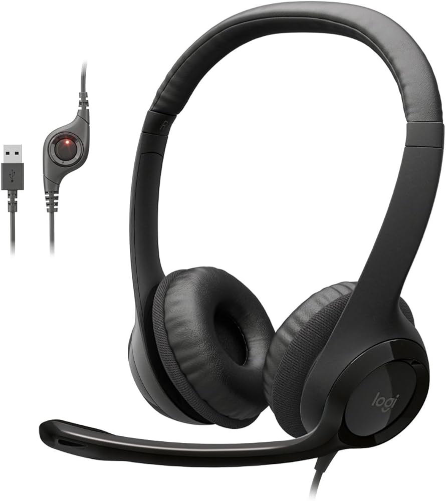 Logitech H390 USB Stereo Headset Black Noise Canceling Mic
