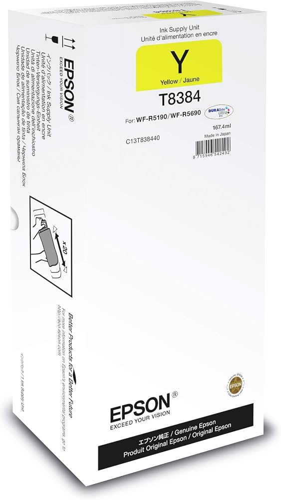 Epson Yellow XL Ink Bag (WF-R5xxx Series, 20,000 Pages)