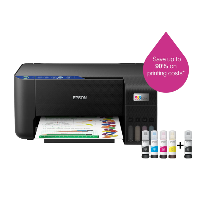 Epson 33ppm Mono 15ppm Colour A4 Print Scan Copy USB incl 1 set of ink