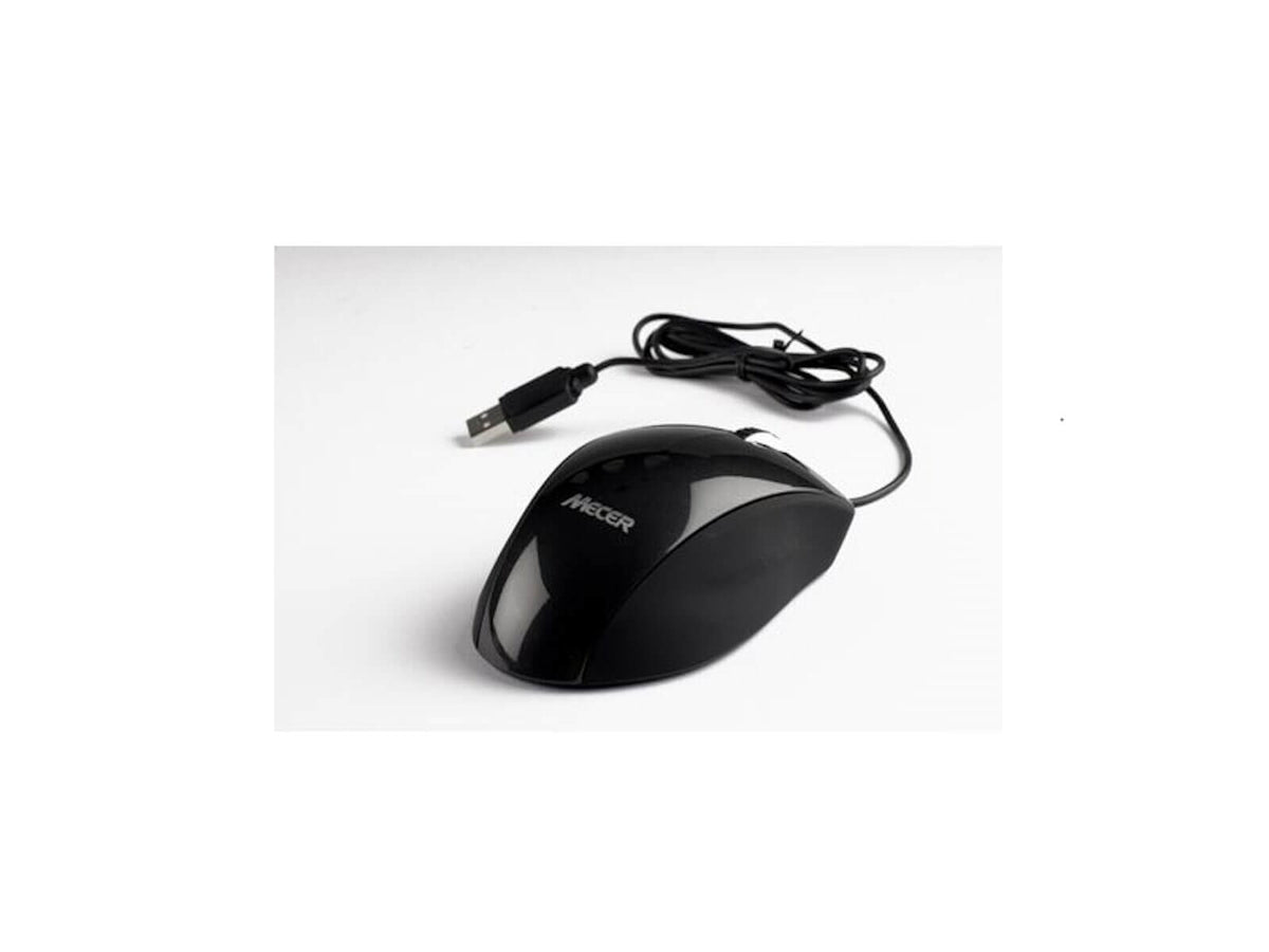 Mecer USB Optical Wheel Mouse 1000 DPI Black for PC