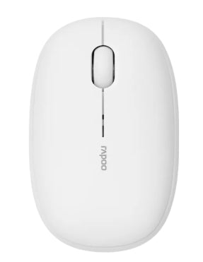 Rapoo M650 white silent wireless mouse for computers, featuring Bluetooth and 2.4GHz connectivity.