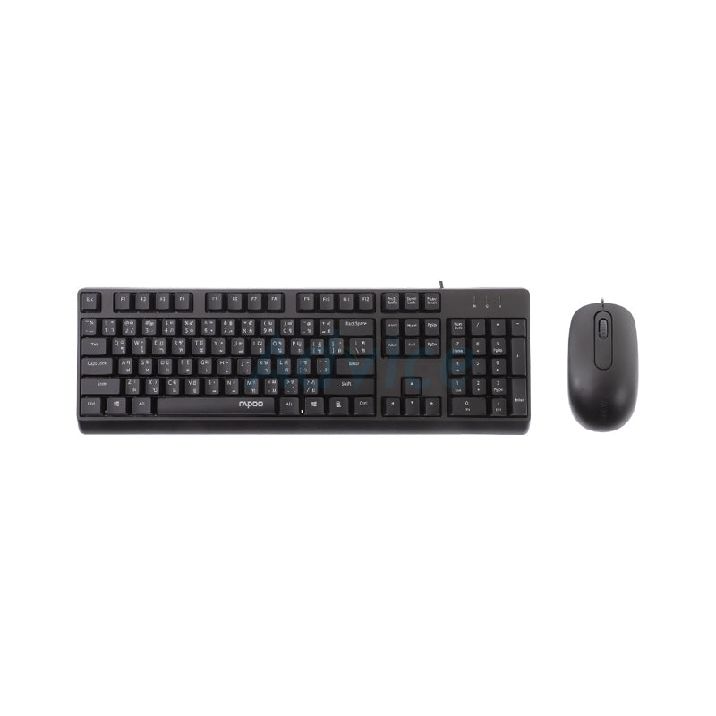 Rapoo X130PRO Wired Optical Keyboard and Mouse Combo, black. USB connection, spill-resistant design.
